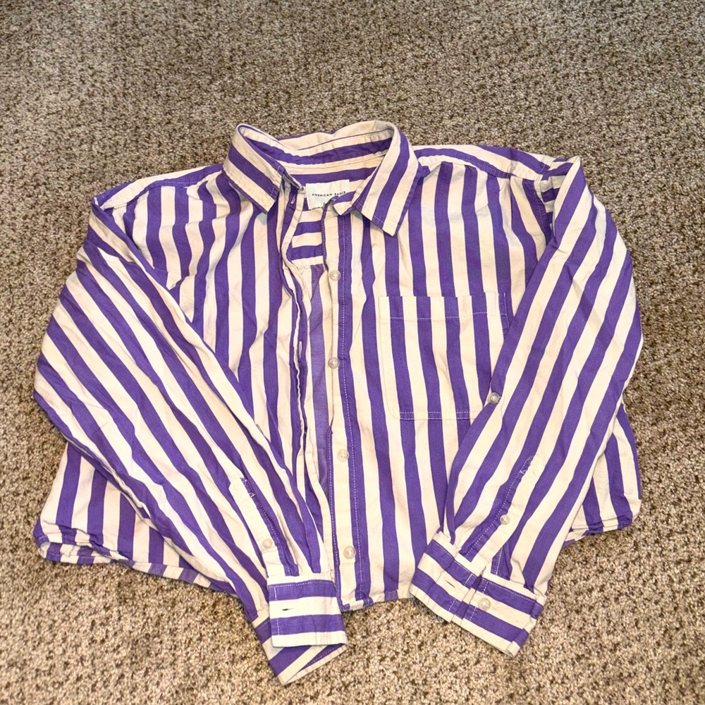 Purple and White Striped Shirt